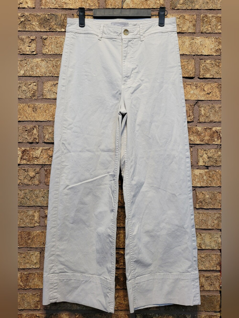 Everlane Wide-Leg High Rise Women's Crop Pants Size 4 Cotton Stretch Sand